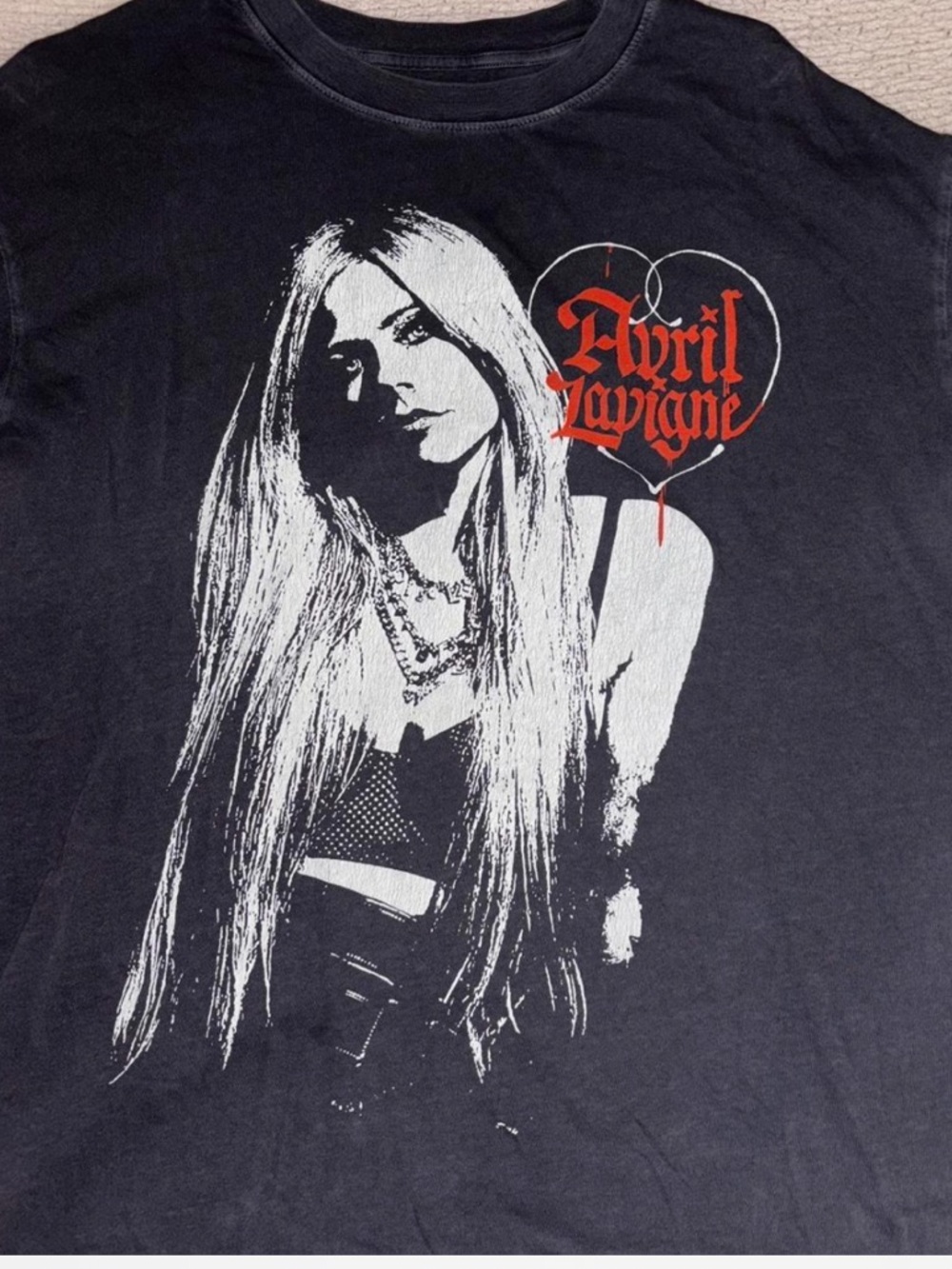 Avril Lavigne Charcoal Gray AE Band Tee with White Print